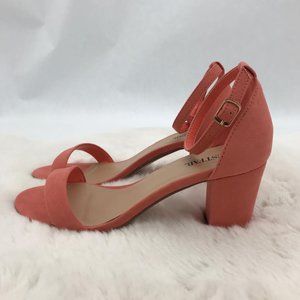 JustFab Vivica Strapped Heels: Coral | Size 7